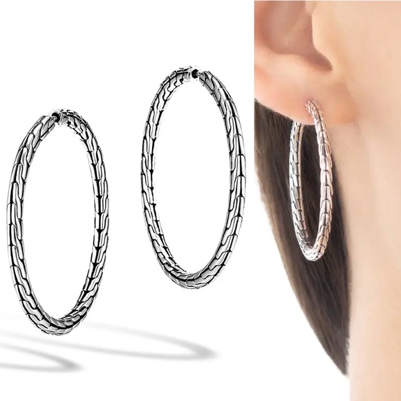 🆕 John Hardy Silver Classic Hoop Earrings - Picture 11 of 11